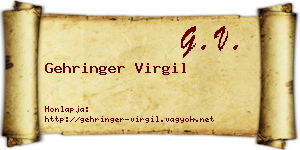 Gehringer Virgil névjegykártya